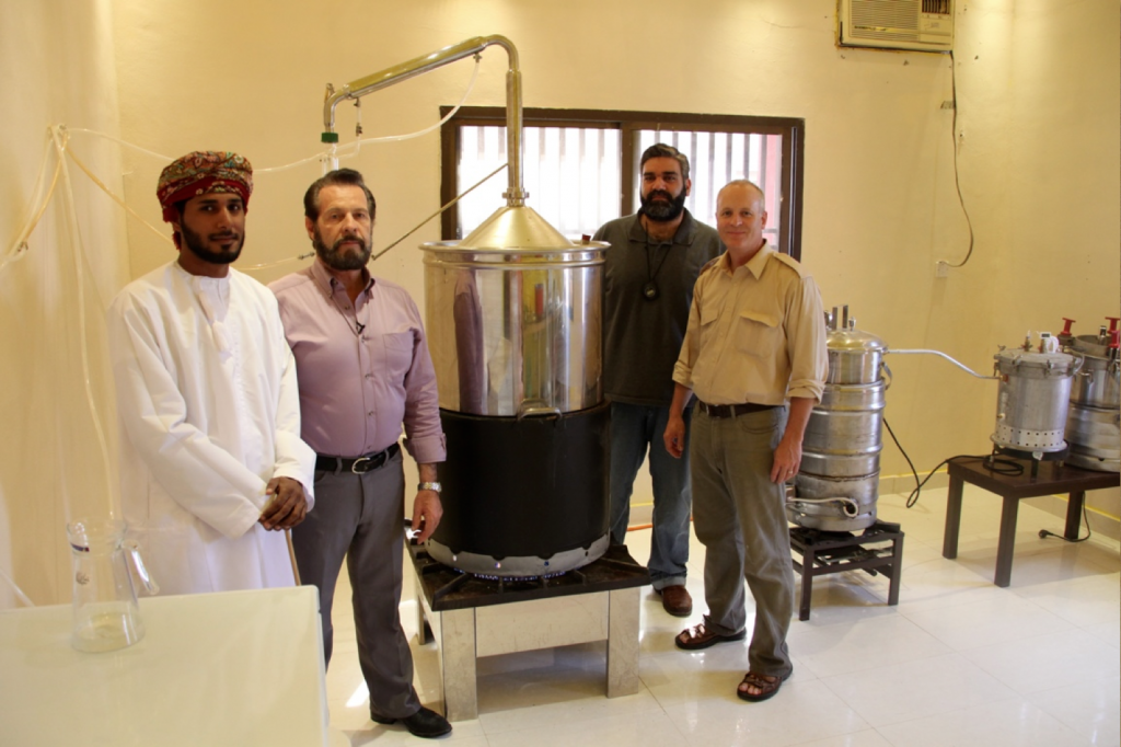 Mr. Abdullah Hamdan, Gary, Dr. Suhail, & Cole Woolley at frankincense distillery