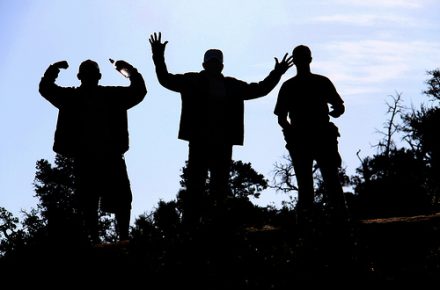 silhouettes of men enjoying life and good health.