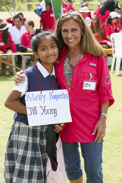 Young Living Member Jill Young with YuLeidy, the Chongon, Ecuador, child she is sponsoring.
